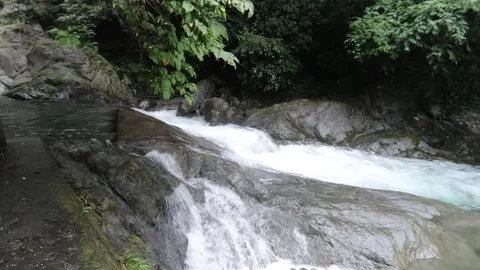 Mountain Waterfall and Clear River Stream in June, Niihama, Ehime, Japan Video stock 337773652