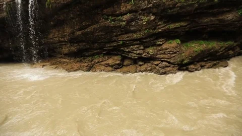 Mountain waterfall and river Stock Footage 79127252