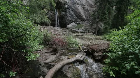 Mountain Waterfall and stream 1920x1080 Stock Footage 12132534