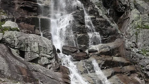 Mountain waterfall close up view Stock Footage 87632445
