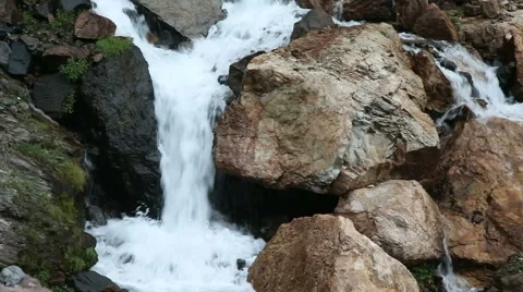 Mountain waterfall closeup Stock Footage 68694139
