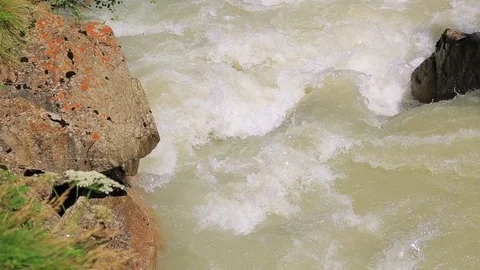 Mountain waterfall, closeup Stock Footage