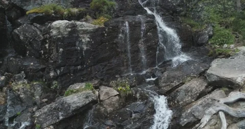 Mountain waterfall in dense taiga forest in summer Stock Footage 197353348