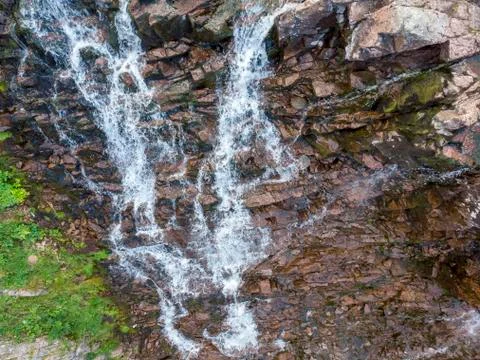 Mountain Waterfall with Drone Stock Photos