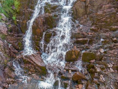 Mountain Waterfall with Drone Foto stock
