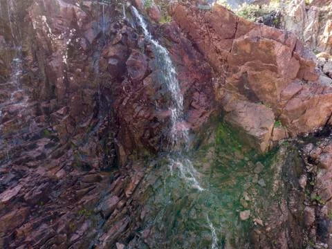 Mountain Waterfall with Drone Stock Photos