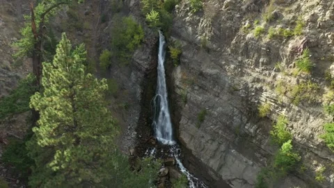 Mountain Waterfall Drone Shot Stock Footage 146553834