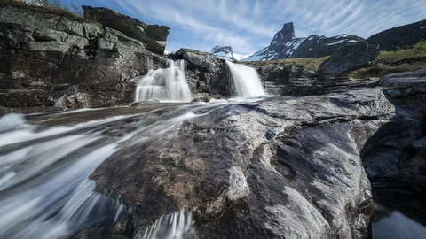 Mountain with waterfall Stock Footage 87788334