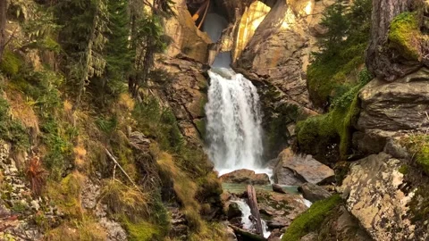 Mountain waterfall in the forest Stock Footage 165776158