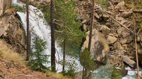 Mountain waterfall in the forest Stock Footage 165777174