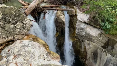 Mountain waterfall in the forest Stock Footage 165779634
