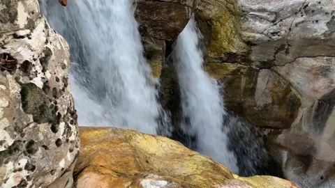 Mountain waterfall in the forest Stock Footage 165779696
