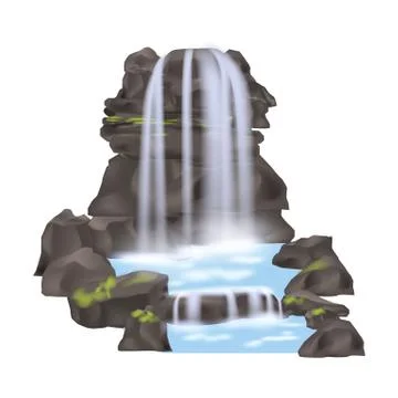 Mountain waterfall isolated vector icon イラスト素材
