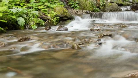 Mountain waterfall landscape. Close-up Stock Photos