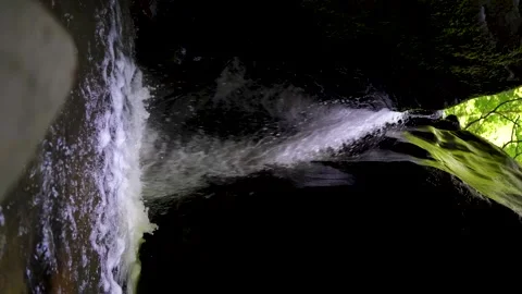 Mountain waterfall , A mountain stream flows past green mossy rocks, Stock Footage 279653468