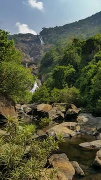 Mountain waterfall in the mountains Foto stock