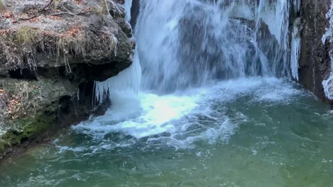 Mountain waterfall in a picturesque canyon. Stock Footage 165783473
