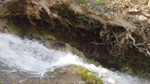 Mountain Waterfall River Creek in Winter with snow Stock Footage 199096163