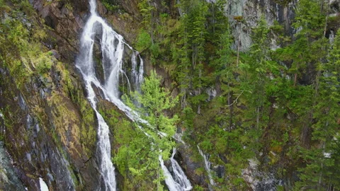 Mountain waterfall, rocks and forest. Stock Footage 244651784
