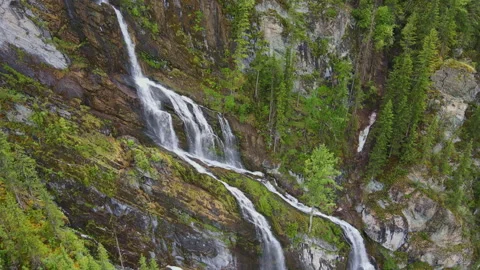 Mountain waterfall, rocks and forest. Stock Footage 244651827