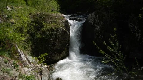 Mountain Waterfall in the Spring Stock Footage 153907445
