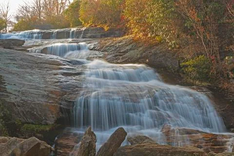 Mountain Waterfall in the Twilight Stockfoto's