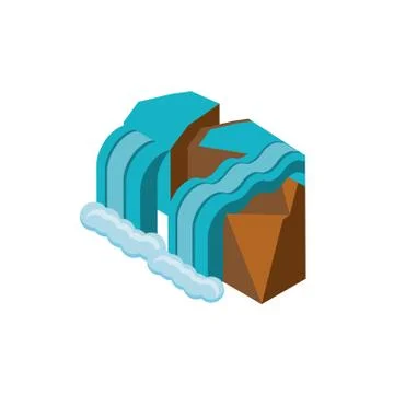 Mountain with waterfall on white background Illustrazione stock