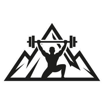 Mountain Weightlifting Vector Logo Set Stock Illustration