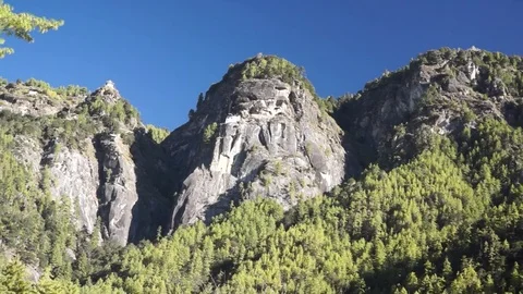 Mountain where Tiger's Nest monastery located. Bhutan 스톡 동영상 84126384