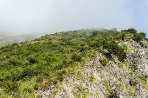 Mountain on which the fog Stock Photos