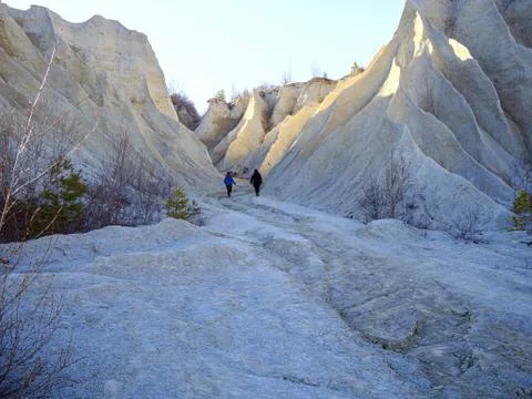 Mountain of white sand. Stock Photos
