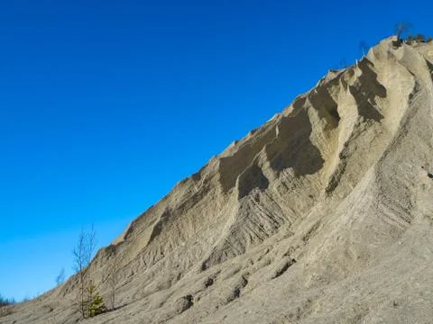 Mountain of white sand. Stock Photos
