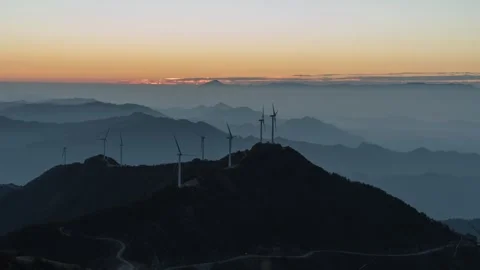 Mountain Wind Turbines Scenery Time-lapse with Rotating Blades and Sky Stock Footage 326679232