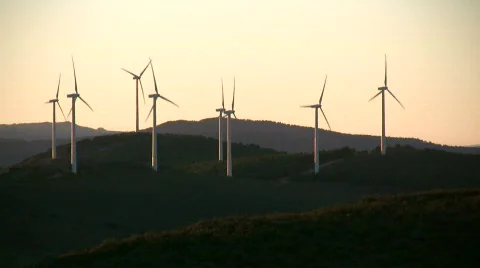 Mountain windmills Stock Footage 282985