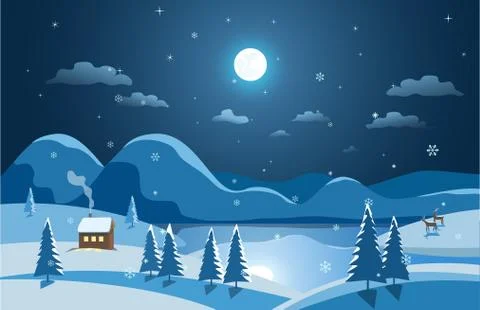 Mountain winter landscape Stock Illustration