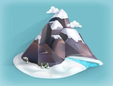 Mountain winter, low poly style vector icon Stock Illustration