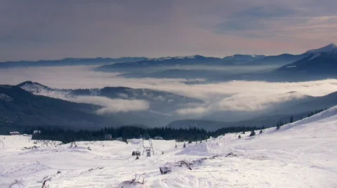 Mountain winter scenery Video stock 673624