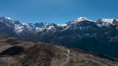 Mountain within the mountains. Himalaya range view of mt. Dhaulagiri range Stock Footage 288596324