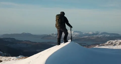 Mountaineer reaching summit Video stock 241516085