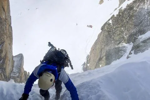 Mountaineering in the Pyrenees high mountains Stock Photos
