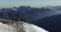 Mountaineers on alpine ridge HD Footage