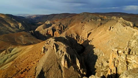 A mountainous area at sunset in the evening Stock Footage 331357689
