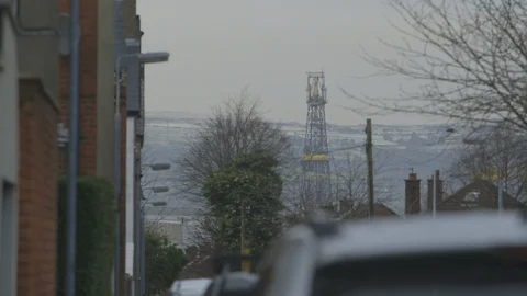 Mountainous Hill and Electrical Tower Stock-Footage 108032393