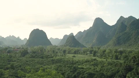Mountainous landscape in the Ban Gioc region in northern Vietnam Stock Footage 255682053