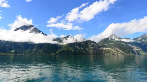 Mountainous landscape with a lake in the clouds Stock Footage 54781487