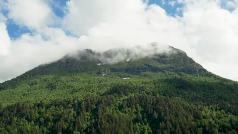 The mountainous landscape mixed terrain, forest, rocks, snow 库存影片 342713804