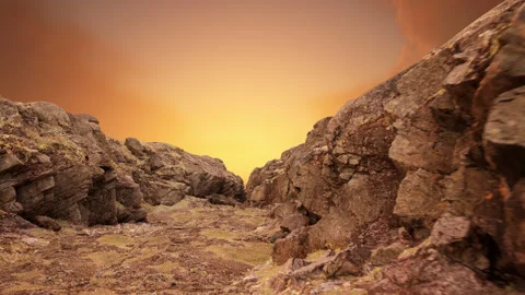 A mountainous path at sunset. walked on a mountain path. sunset colored rocks Video stock 273869971