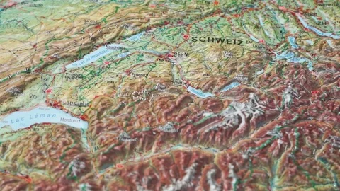 Mountainous region on the map Stock Footage 77811527