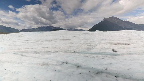 Mountainous Root Glacier Landscape Pan Left Wrangell St. Elias Alaska Stock-Footage 121540092