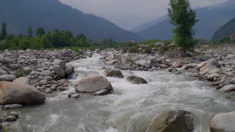 Mountainous terrain. Valley with a mountain river. Himalayas, India 스톡 동영상 196780286